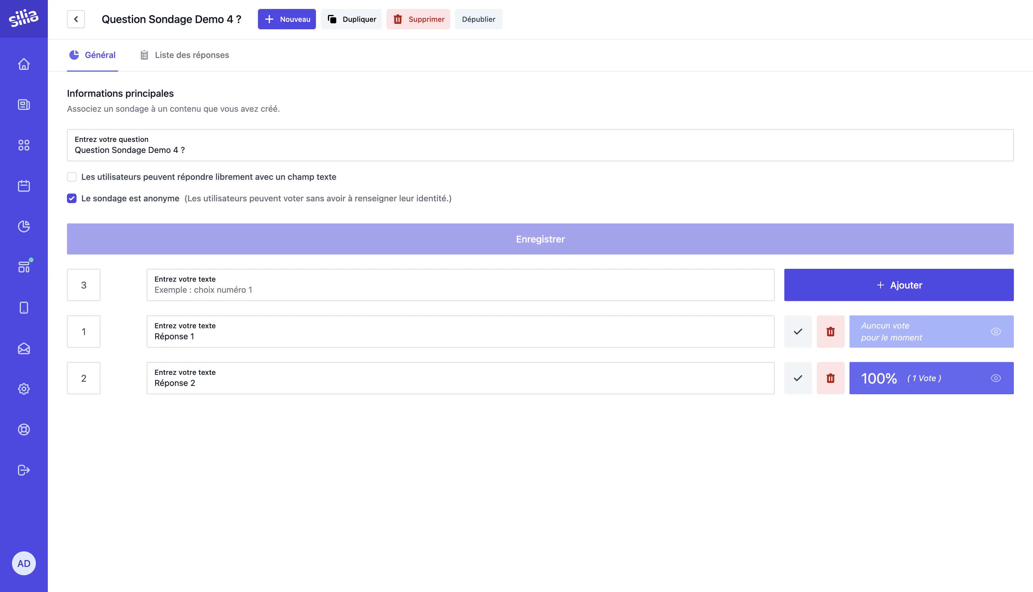 Gestion des sondages